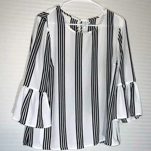 Elle black and white stripped blouse